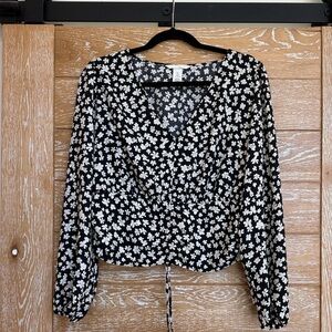 H&M Black and White Floral Blouse